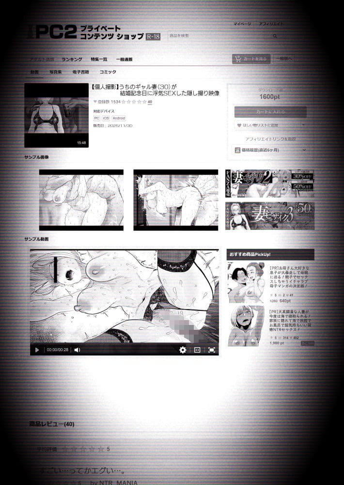 【エロ同人漫画】【個人撮影】うちのギャル妻（30）が結婚記念日に浮気SEXした隠し撮り映像（はいとく先生）無料画像