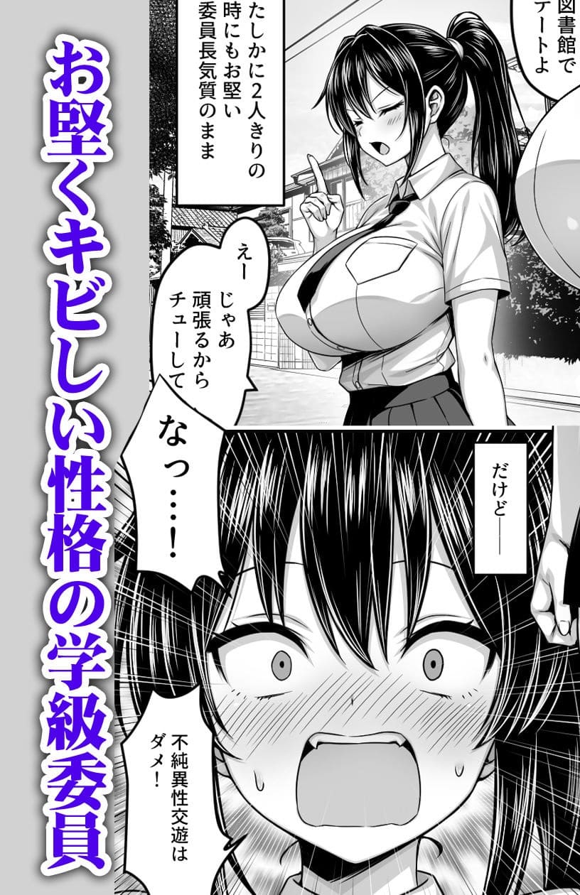 押しに弱い委員長が主人公に心を許していく背徳ドラマ風イラスト