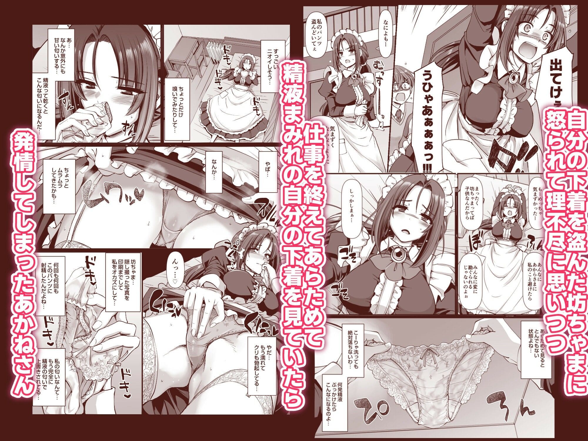 FANZA同人「ポンコツ独身メイドあかねさん（28）」の秘密めいた雰囲気のキャラ画像